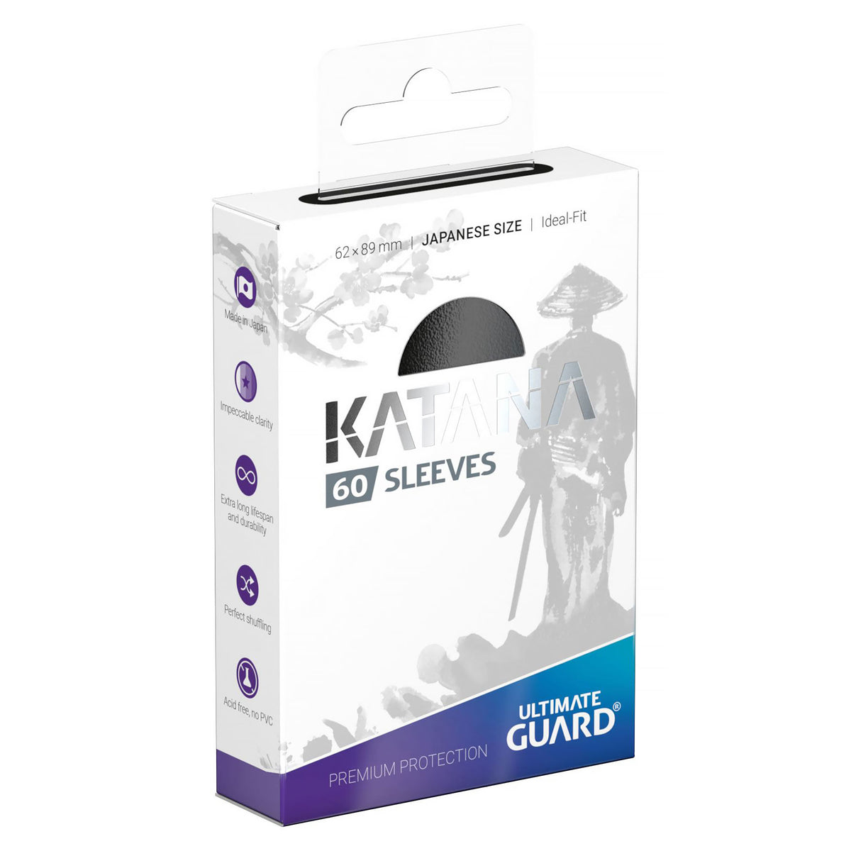 Productafbeelding Katana Kaartsleeves zwart 60-pack Ultimate Guard voor TCG – Japans formaat