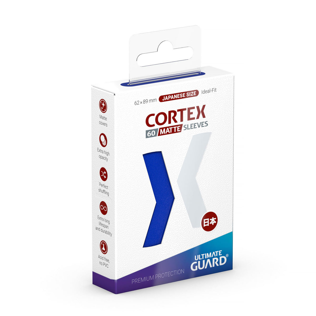 Productafbeelding Cortex Kaarthoesjes Mat-Blauw 60-pack – Ultimate Guard, Japanse maat (voor TCG)