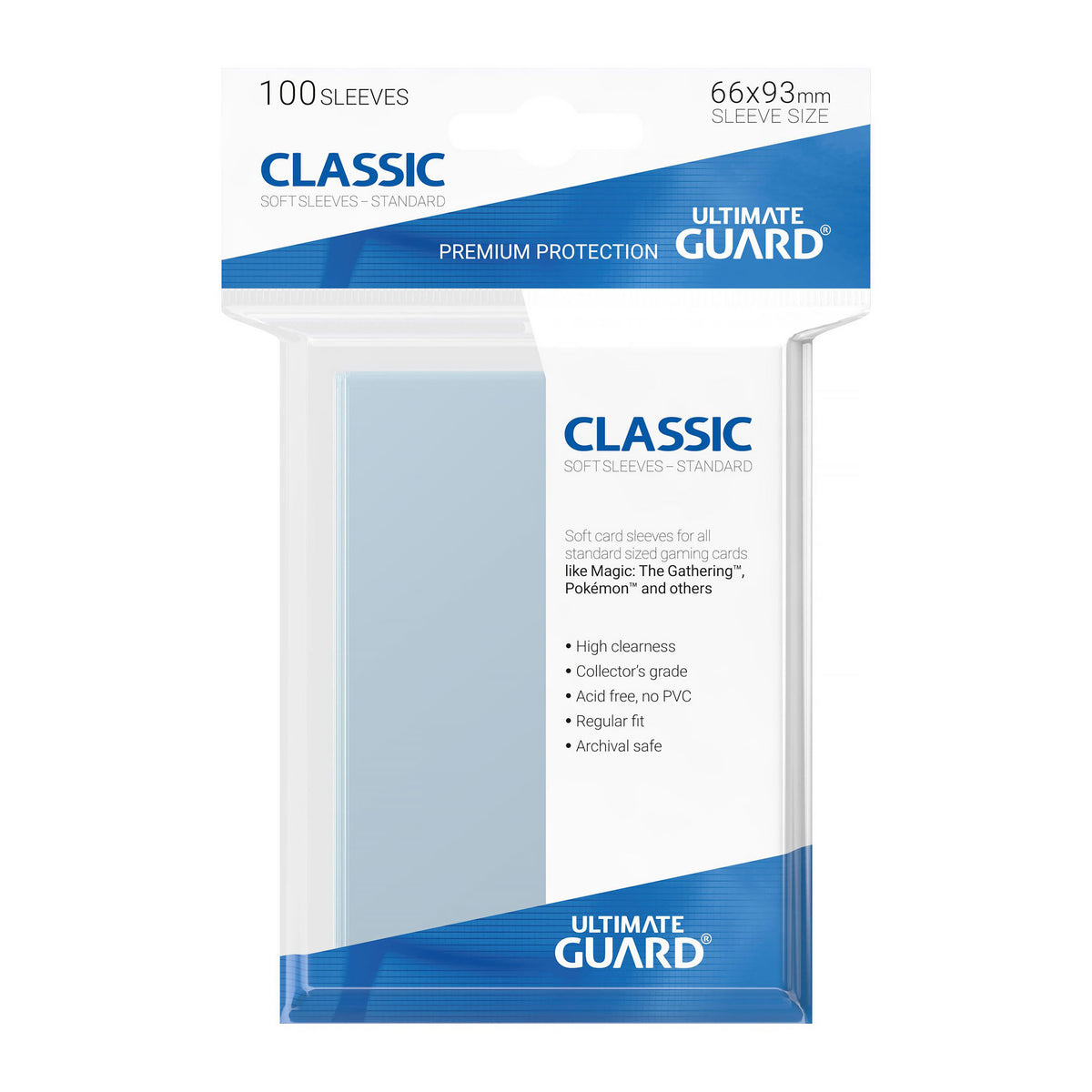 Productafbeelding Ultimate Guard Classic Soft Sleeves 100-pack Transparant Standaardformaat