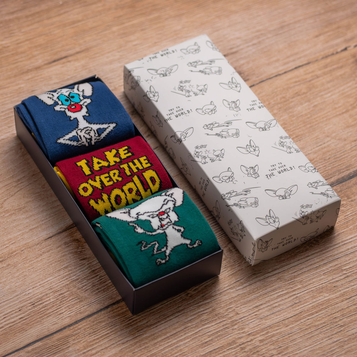 Pinky and the Brain - Pinky en Brain sokken 3-delige set in geschenkdoos