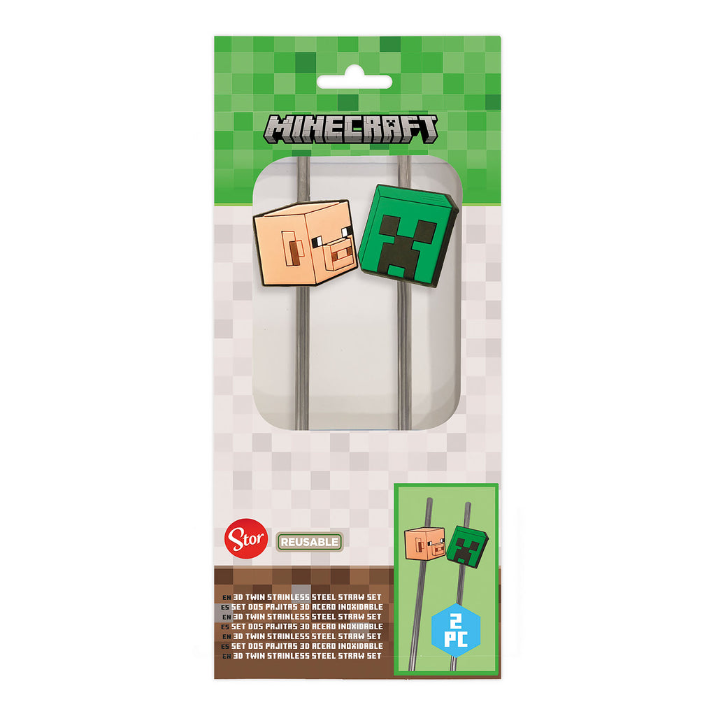 Productafbeelding Minecraft - Creeper en Pig rietjes set van 2
