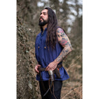 Productafbeelding Middeleeuws staande kraag vetershirt Louis mouwloos blauw