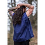 Productafbeelding Middeleeuws staande kraag vetershirt Louis mouwloos blauw