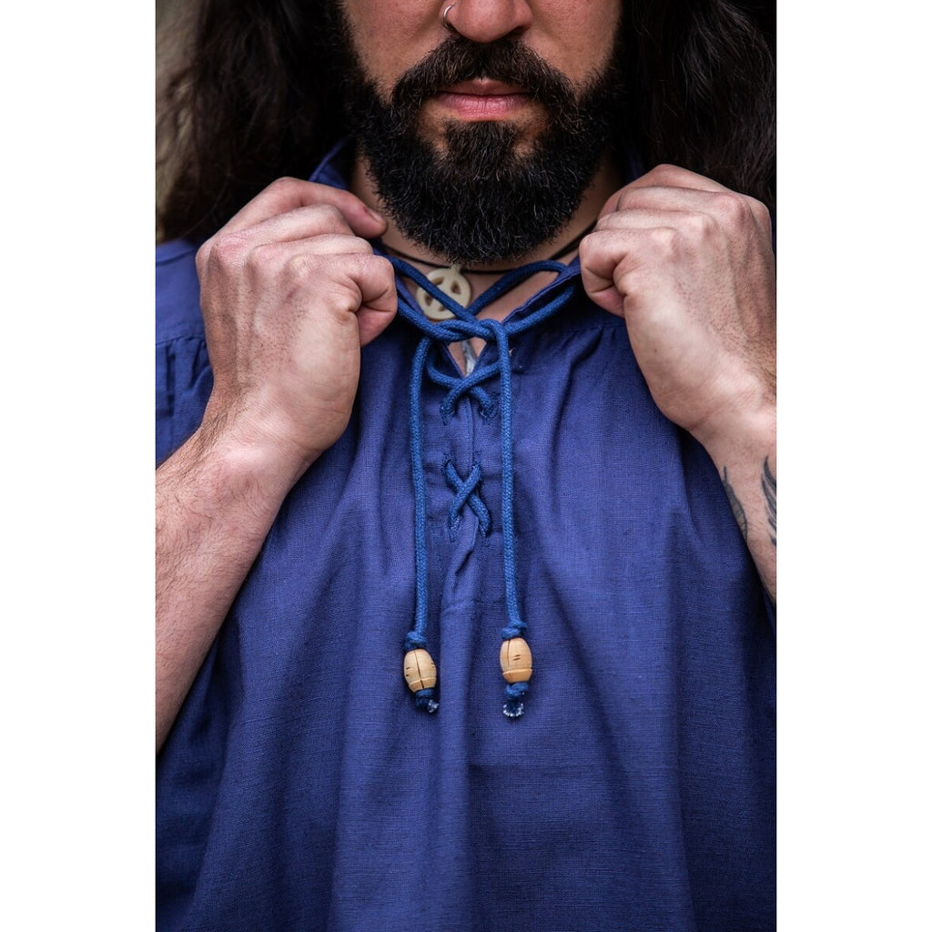 Productafbeelding Middeleeuws staande kraag vetershirt Louis mouwloos blauw