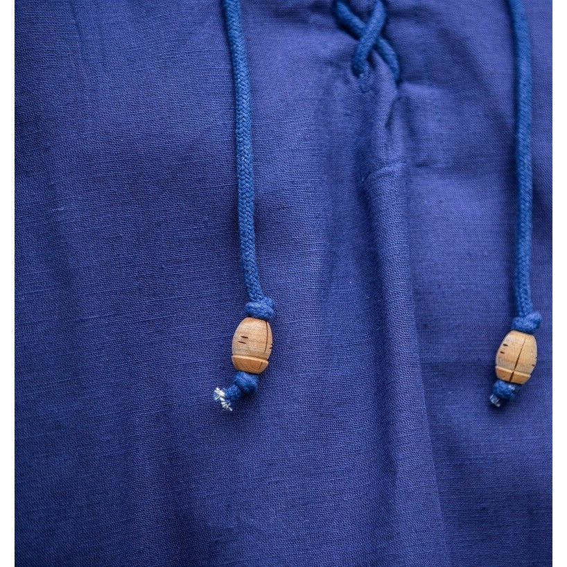 Productafbeelding Middeleeuws staande kraag vetershirt Louis mouwloos blauw