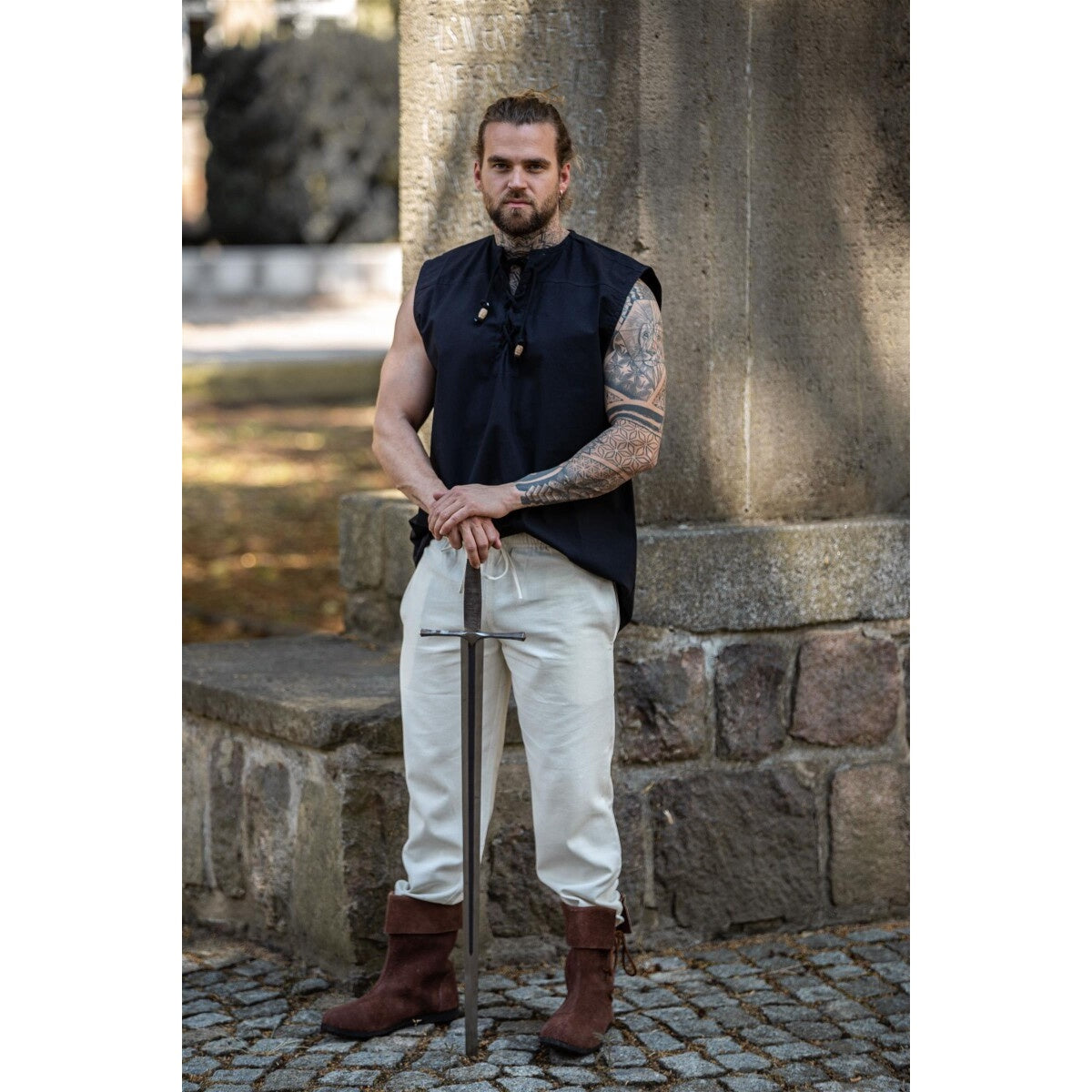 Productafbeelding Middeleeuws Vetershirt Jean mouwloos zwart