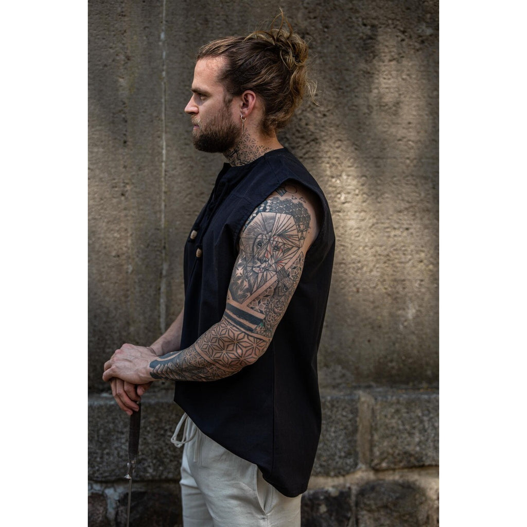 Productafbeelding Middeleeuws Vetershirt Jean mouwloos zwart