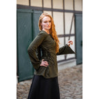 Productafbeelding Middeleeuwse blouse Lea met capuchon en vetersluiting groen
