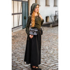 Productafbeelding Middeleeuwse blouse Lea met capuchon en vetersluiting groen