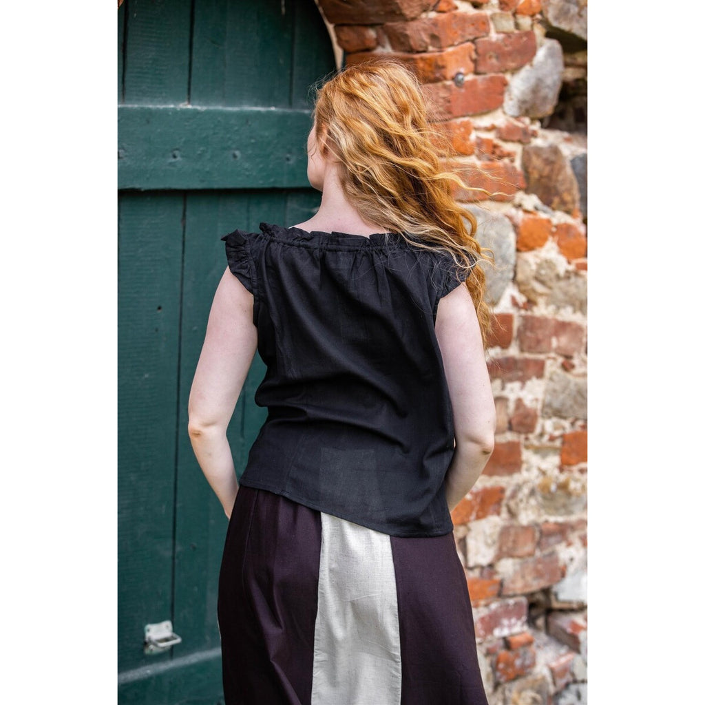 Productafbeelding Middeleeuwse zomerblouse Lotte met ruches zwart
