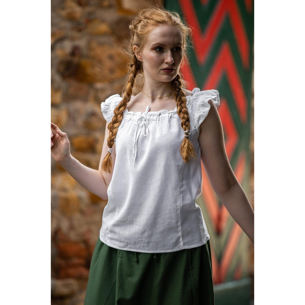 Productafbeelding Middeleeuwse zomerblouse Lotte met ruches wit