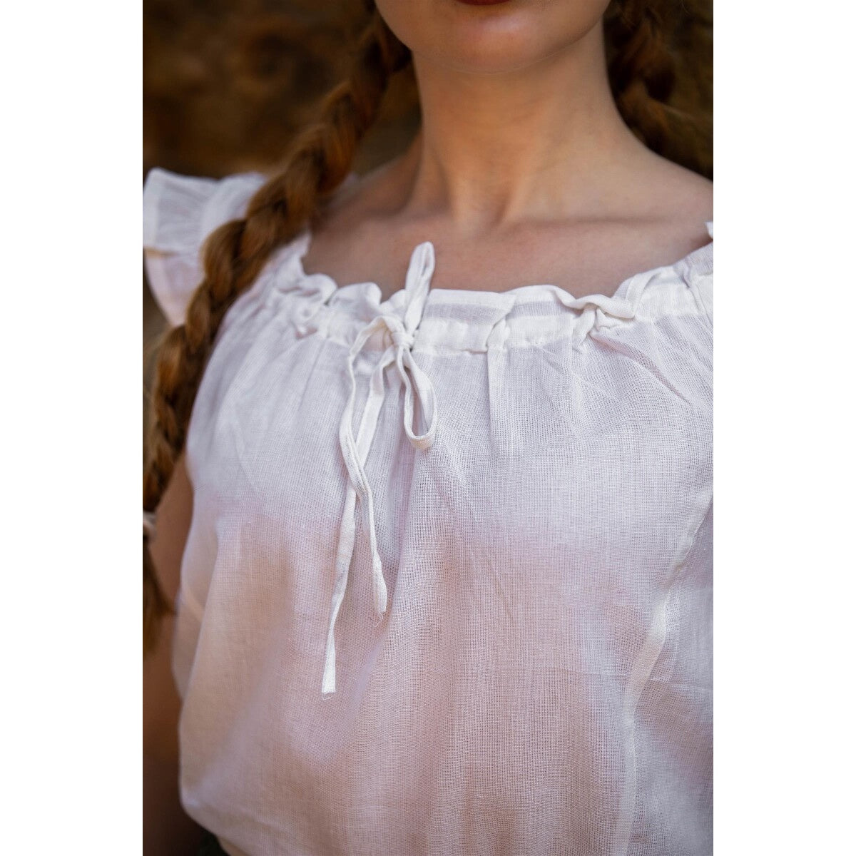 Productafbeelding Middeleeuwse zomerblouse Lotte met ruches wit