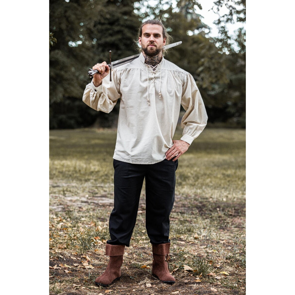 Productafbeelding Middeleeuws koordshirt Bruno met staande kraag beige