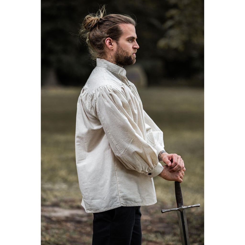 Productafbeelding Middeleeuws koordshirt Bruno met staande kraag beige