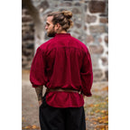 Product image Medieval Stand-Up Collar Lace-Up Shirt Friedrich burgundy red