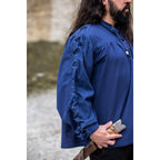 Productafbeelding Middeleeuws vetershirt met oogjes Adrian blauw