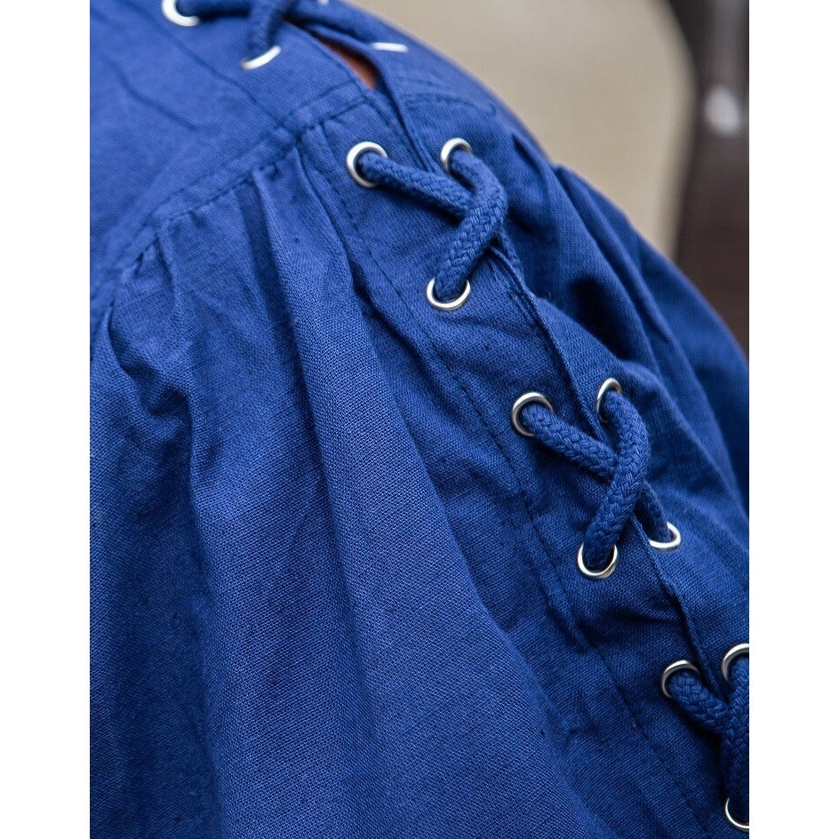 Productafbeelding Middeleeuws vetershirt met oogjes Adrian blauw