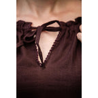 Productafbeelding Middeleeuwse blouse met korte mouwen Sandra donkerbruin
