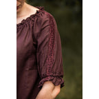 Productafbeelding Middeleeuwse blouse met korte mouwen Sandra donkerbruin