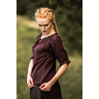 Productafbeelding Middeleeuwse blouse met korte mouwen Sandra donkerbruin