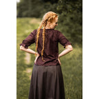 Productafbeelding Middeleeuwse blouse met korte mouwen Sandra donkerbruin