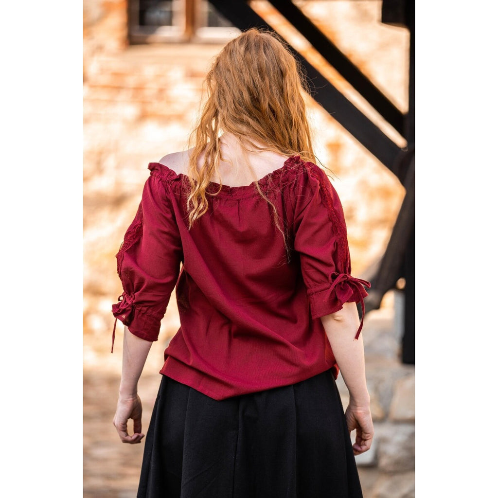Productafbeelding Middeleeuwse blouse met korte mouwen Sandra rood