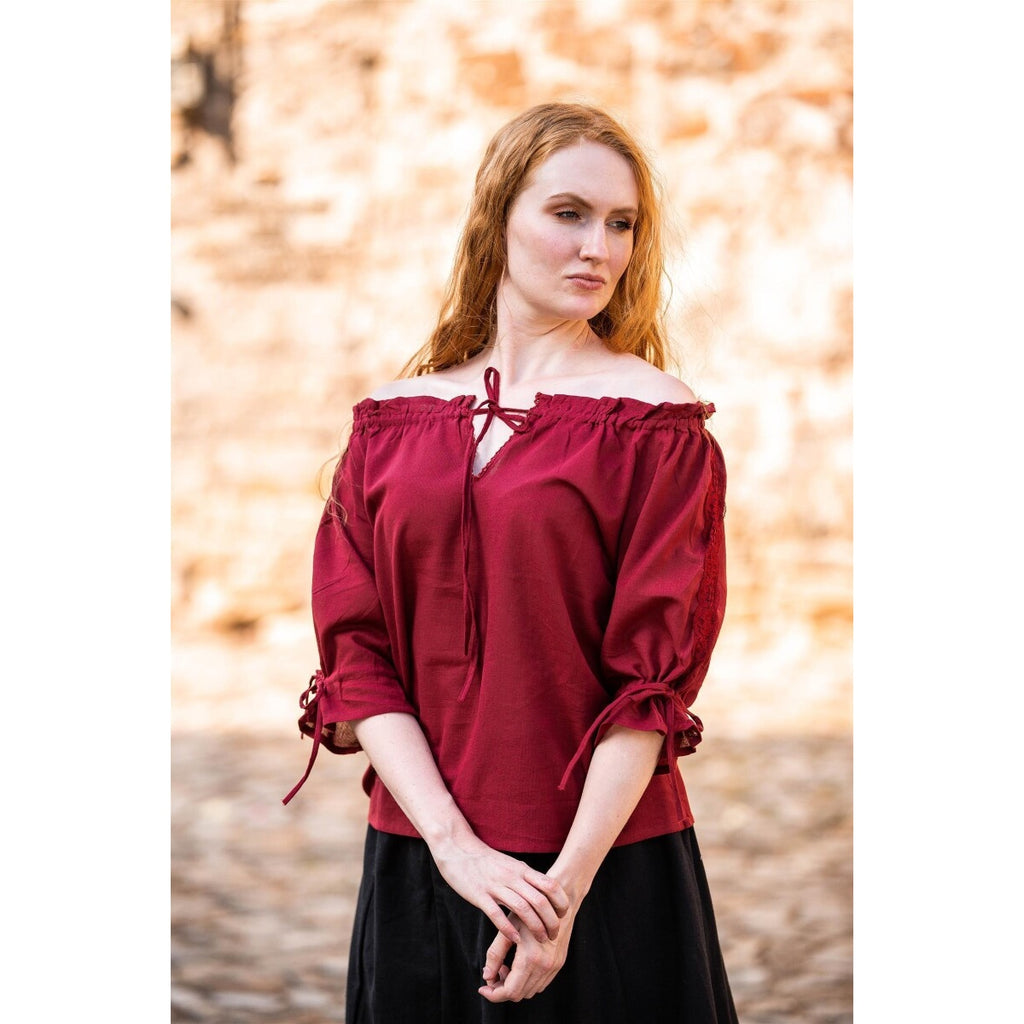 Productafbeelding Middeleeuwse blouse met korte mouwen Sandra rood