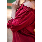 Productafbeelding Middeleeuwse blouse met korte mouwen Sandra rood
