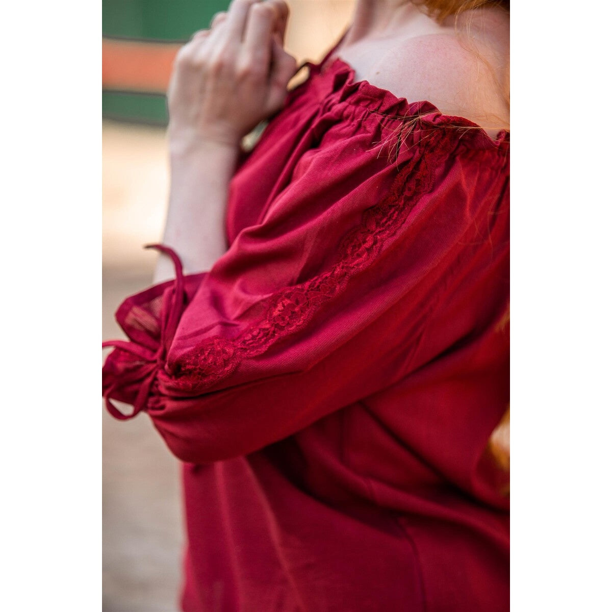 Productafbeelding Middeleeuwse blouse met korte mouwen Sandra rood