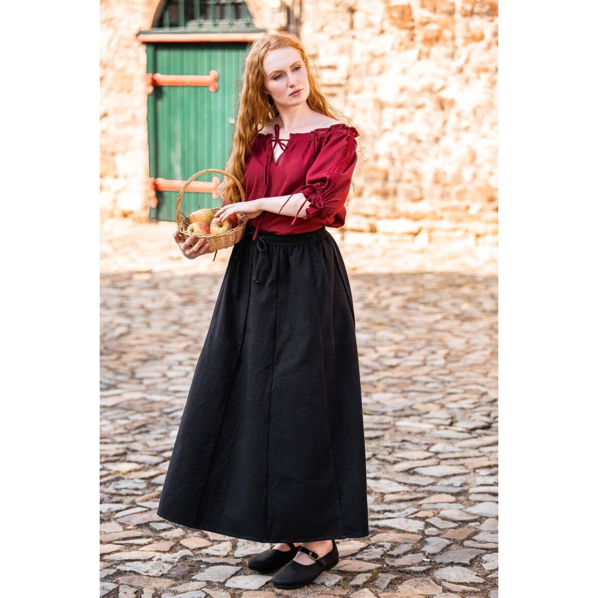 Productafbeelding Middeleeuwse blouse met korte mouwen Sandra rood