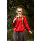 Productafbeelding Middeleeuwse blouse met kant Bettina rood