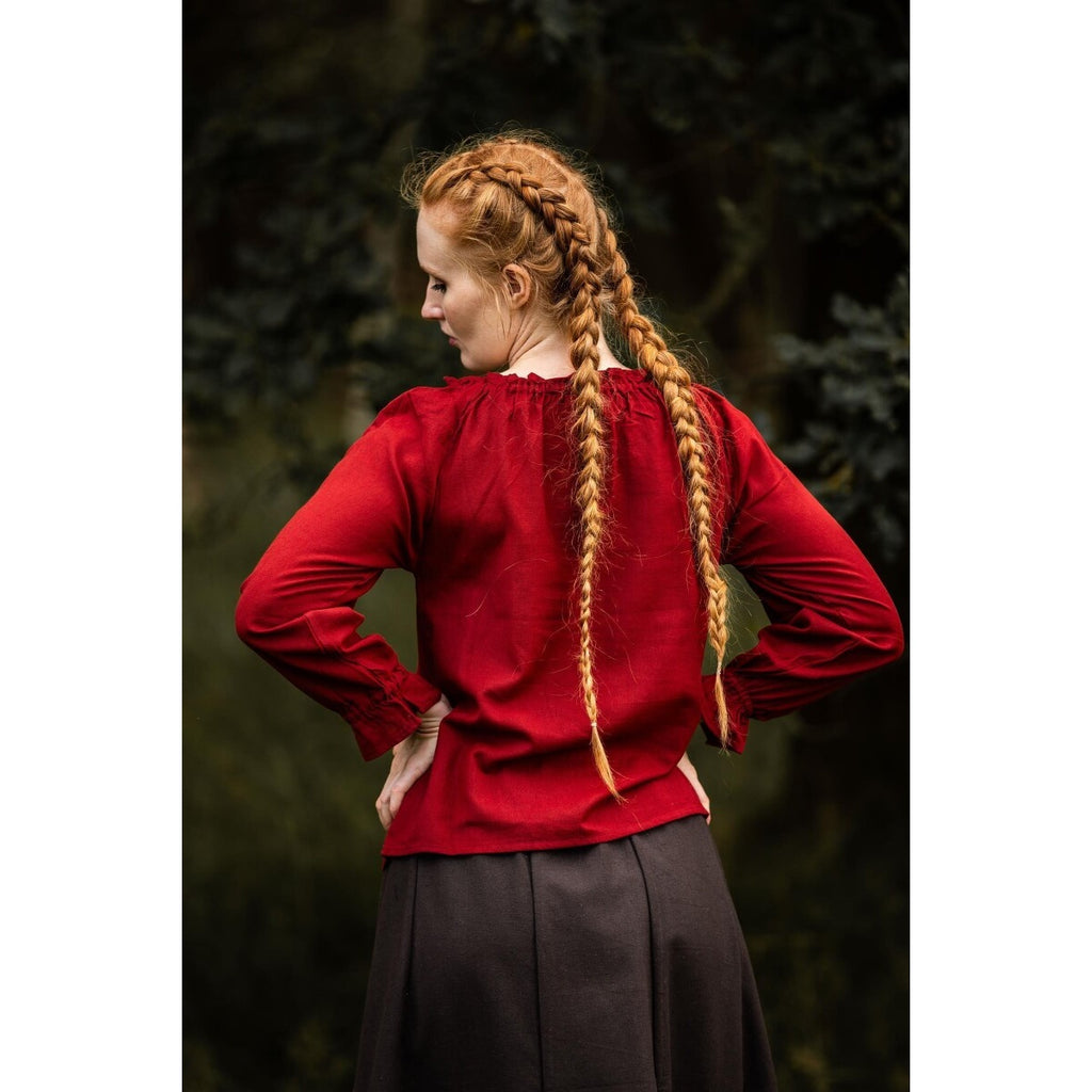 Productafbeelding Middeleeuwse blouse met kant Bettina rood