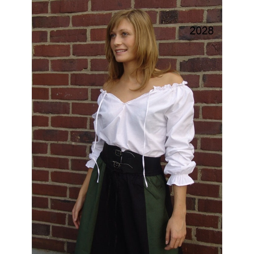 Productafbeelding Middeleeuwse blouse met kant Bettina wit