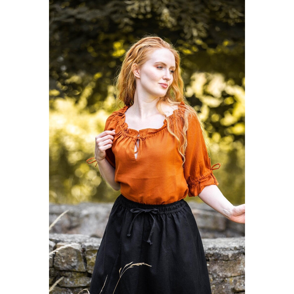 Productafbeelding Middeleeuwse blouse korte mouw Vera bruin