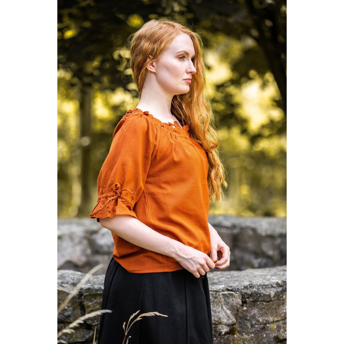 Productafbeelding Middeleeuwse blouse korte mouw Vera bruin
