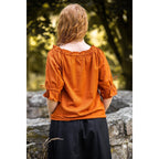 Productafbeelding Middeleeuwse blouse korte mouw Vera bruin