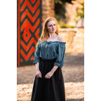Productafbeelding Middeleeuwse blouse met korte mouwen Vera blauw