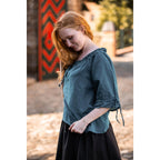 Productafbeelding Middeleeuwse blouse met korte mouwen Vera blauw