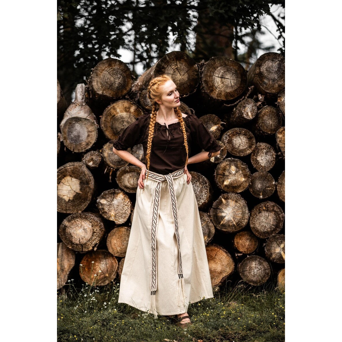 Productafbeelding Middeleeuwse blouse met korte mouwen Vera donkerbruin