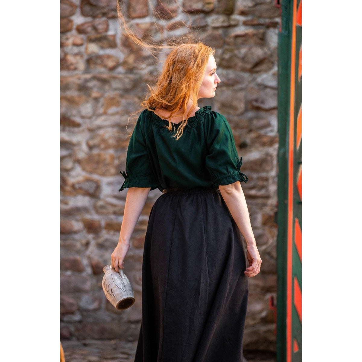 Productafbeelding Middeleeuwse blouse korte mouw Vera groen