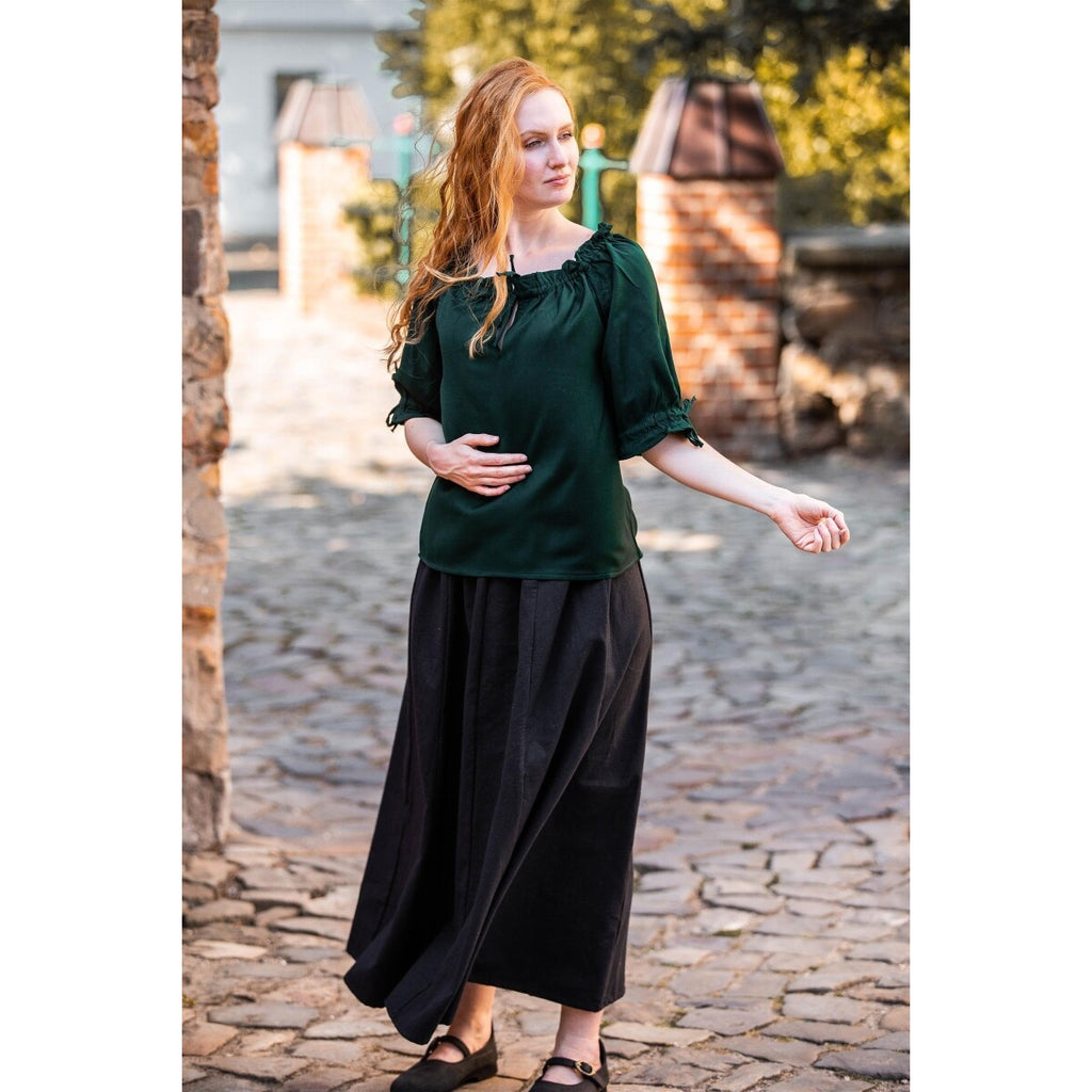 Productafbeelding Middeleeuwse blouse korte mouw Vera groen