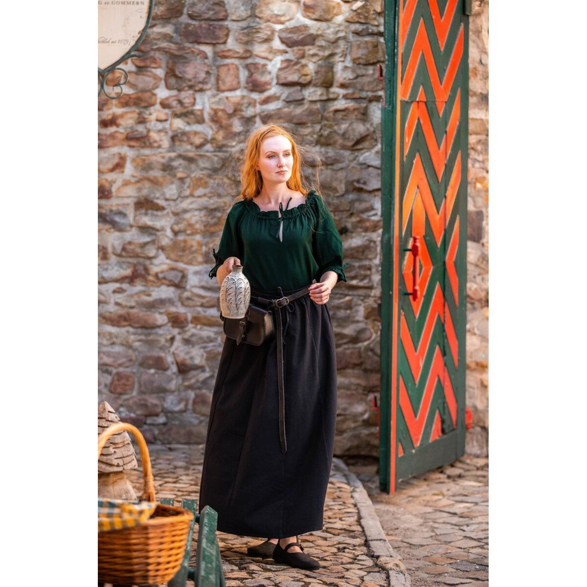 Productafbeelding Middeleeuwse blouse korte mouw Vera groen