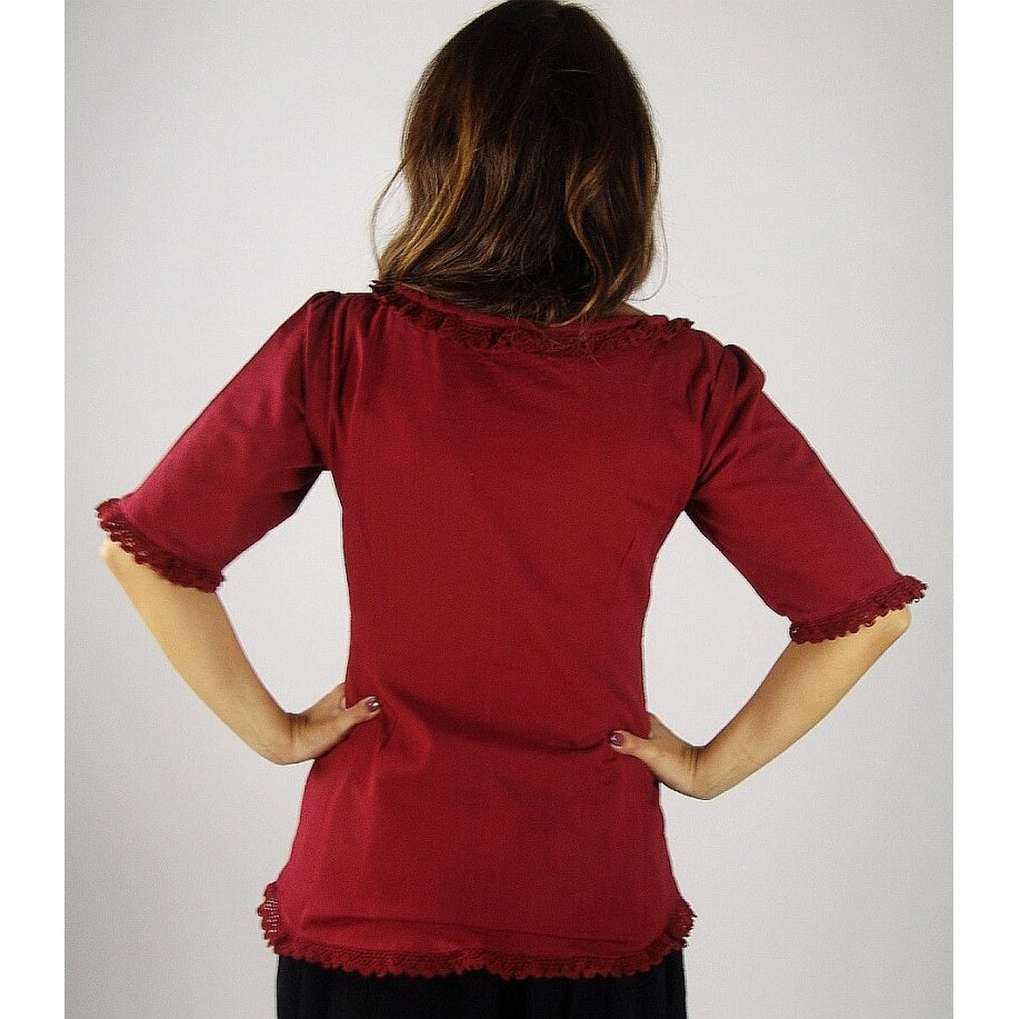 Productafbeelding Middeleeuwse blouse met korte mouwen Gabriela rood