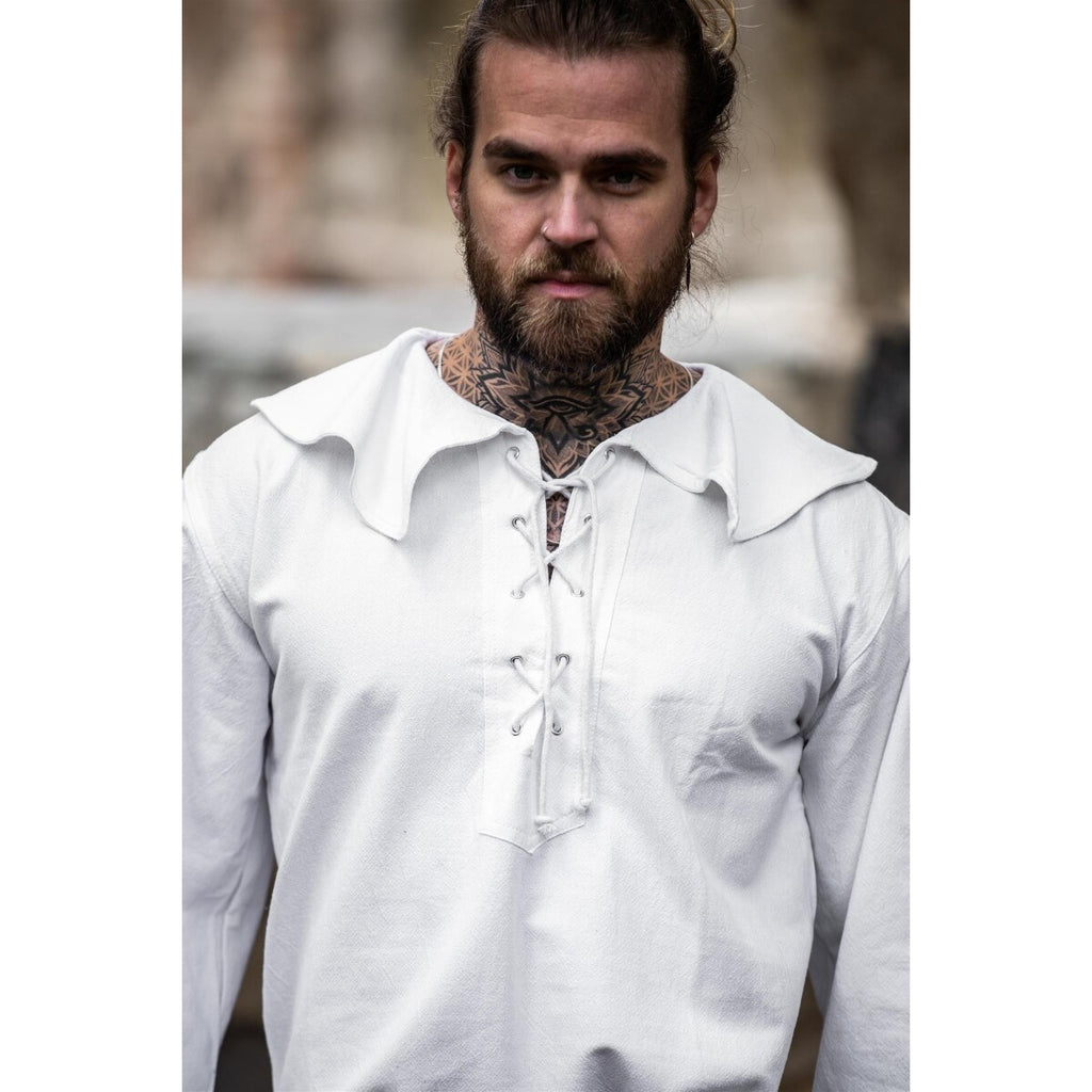 Productafbeelding Middeleeuws shirt met ronde kraag Athos wit