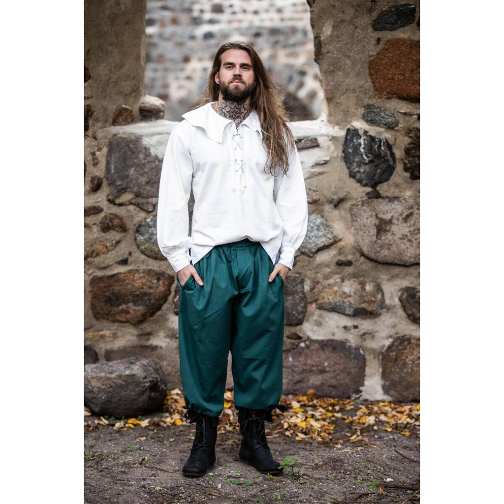 Productafbeelding Middeleeuws shirt met ronde kraag Athos wit