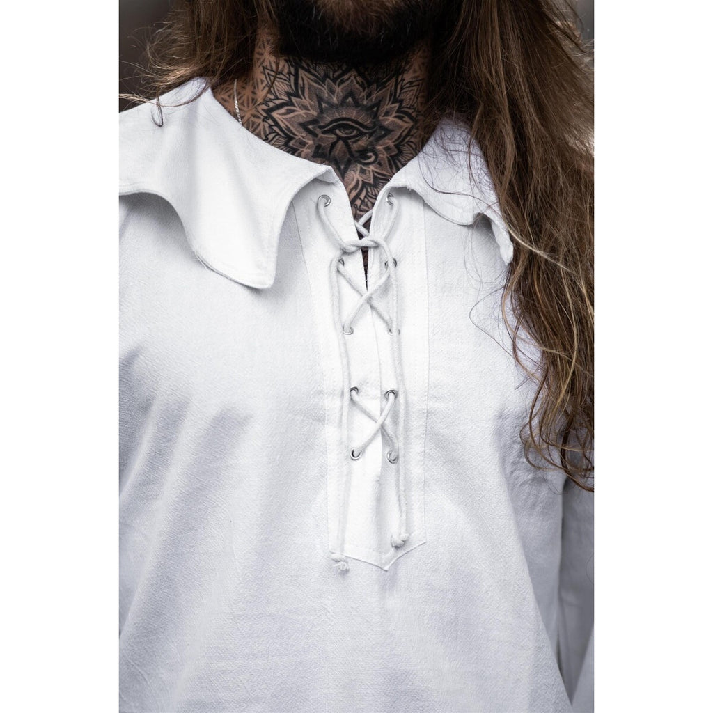 Productafbeelding Middeleeuws shirt met ronde kraag Athos wit