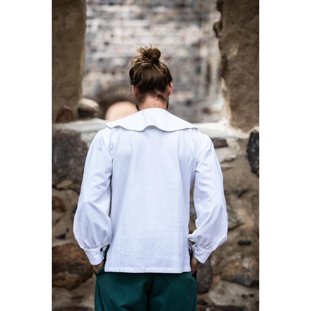 Productafbeelding Middeleeuws shirt met ronde kraag Athos wit