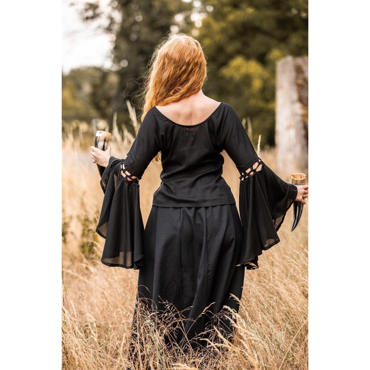 Productafbeelding Middeleeuwse blouse Carmen zwart
