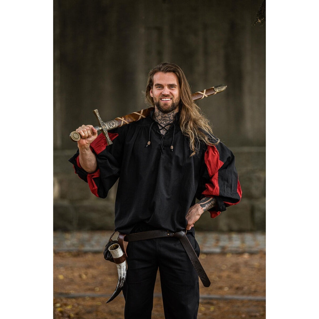 Productafbeelding Middeleeuws landsknecht hemd Albert zwart-rood