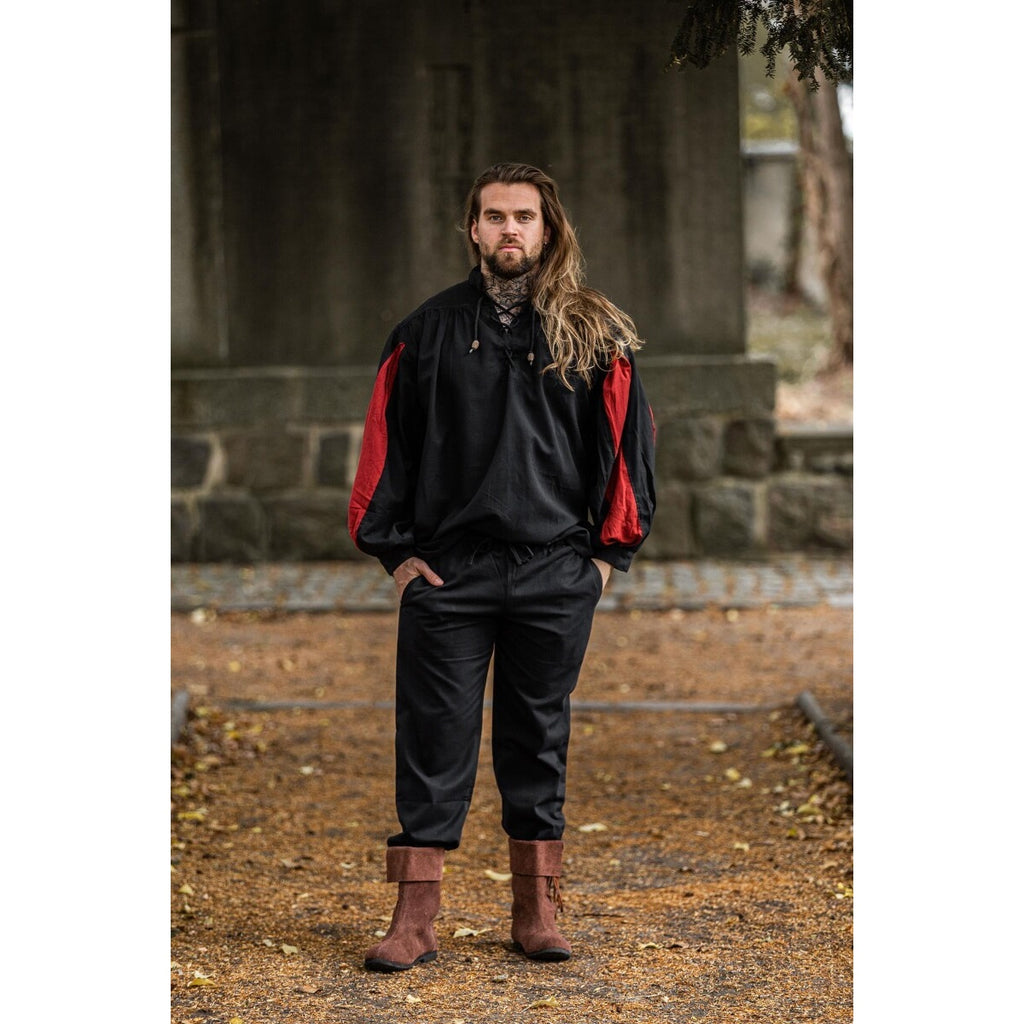 Productafbeelding Middeleeuws landsknecht hemd Albert zwart-rood